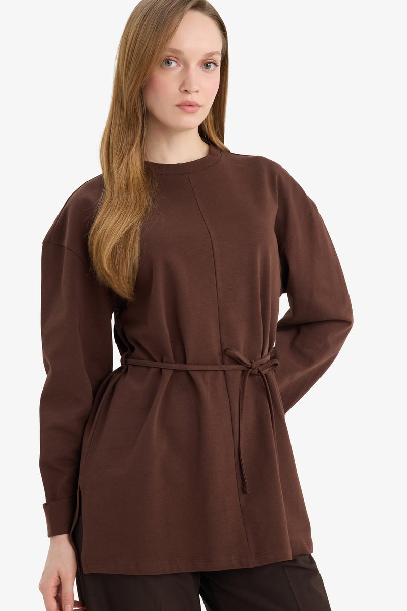 ديفاكتو تونيك كم طويل قصة فضفاضة برباط - Image 1